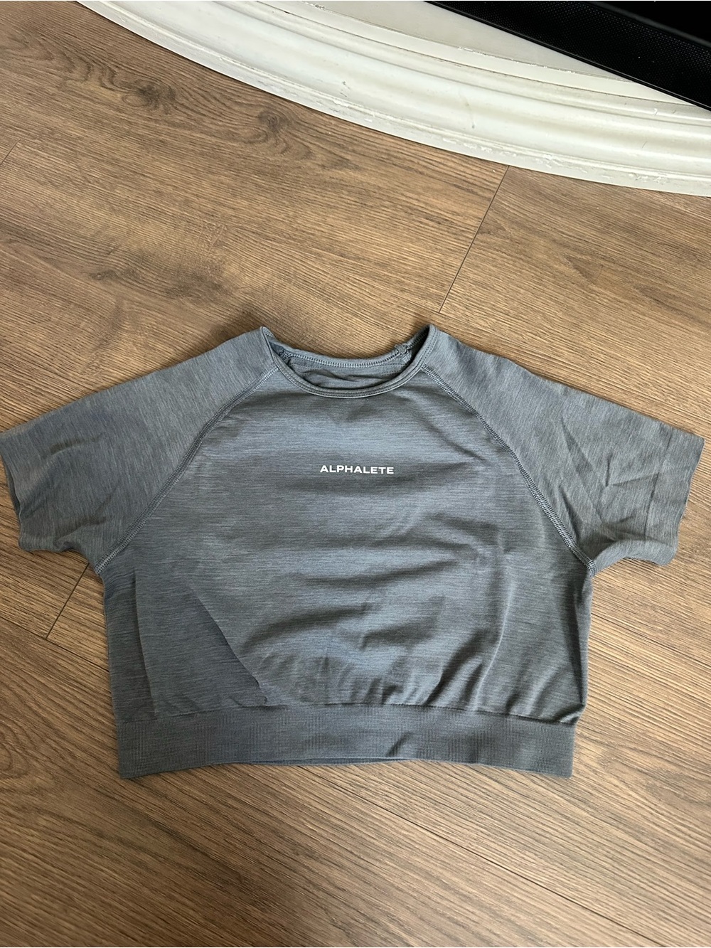 Alphalete Gray Short Sleeve Cropped Athletic Top
